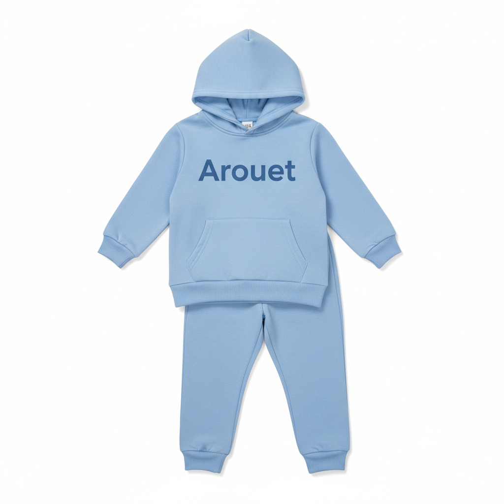 Kids Light Blue Hoodie Set – Comfortable Hoodie & Jogger Tracksuit for Boys and Girls